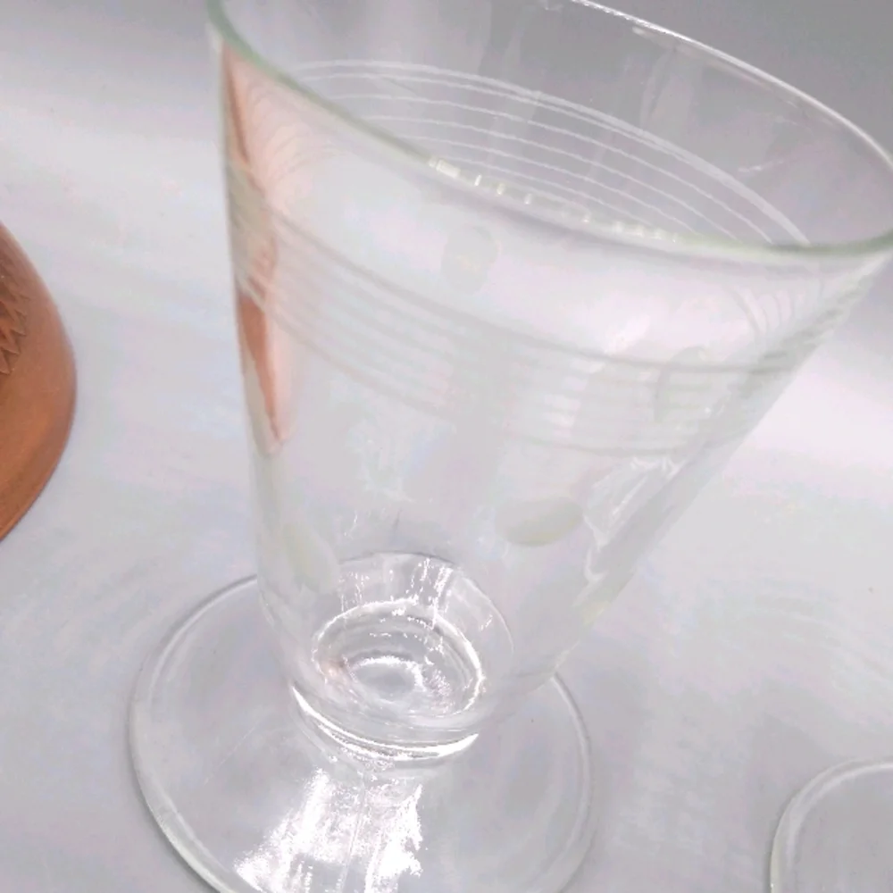 Etched Frosted Polka Dot Footed Stemless Aperitif Sherry Glasses MCM Vin…